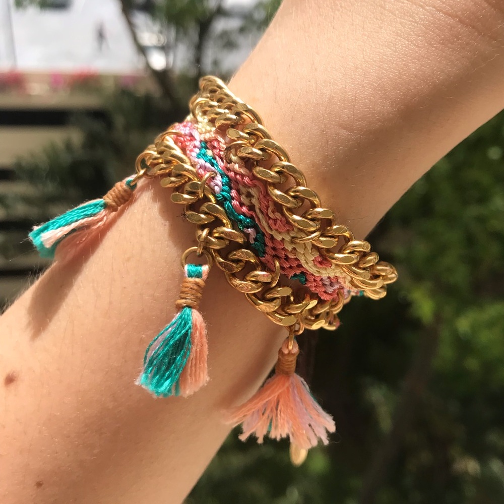 Ettika Adjustable Tassel Chain Bracelet